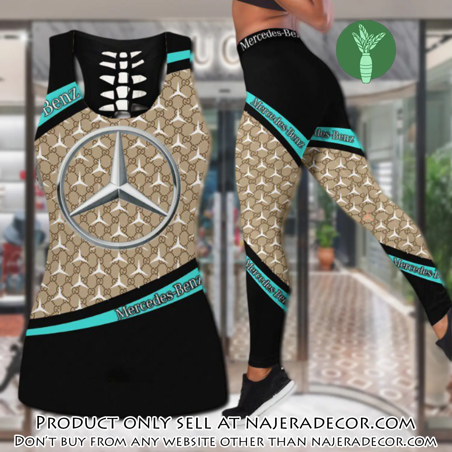 Gucci mercedes tank top leggings set luxury brand for women yoga gym njr3007088